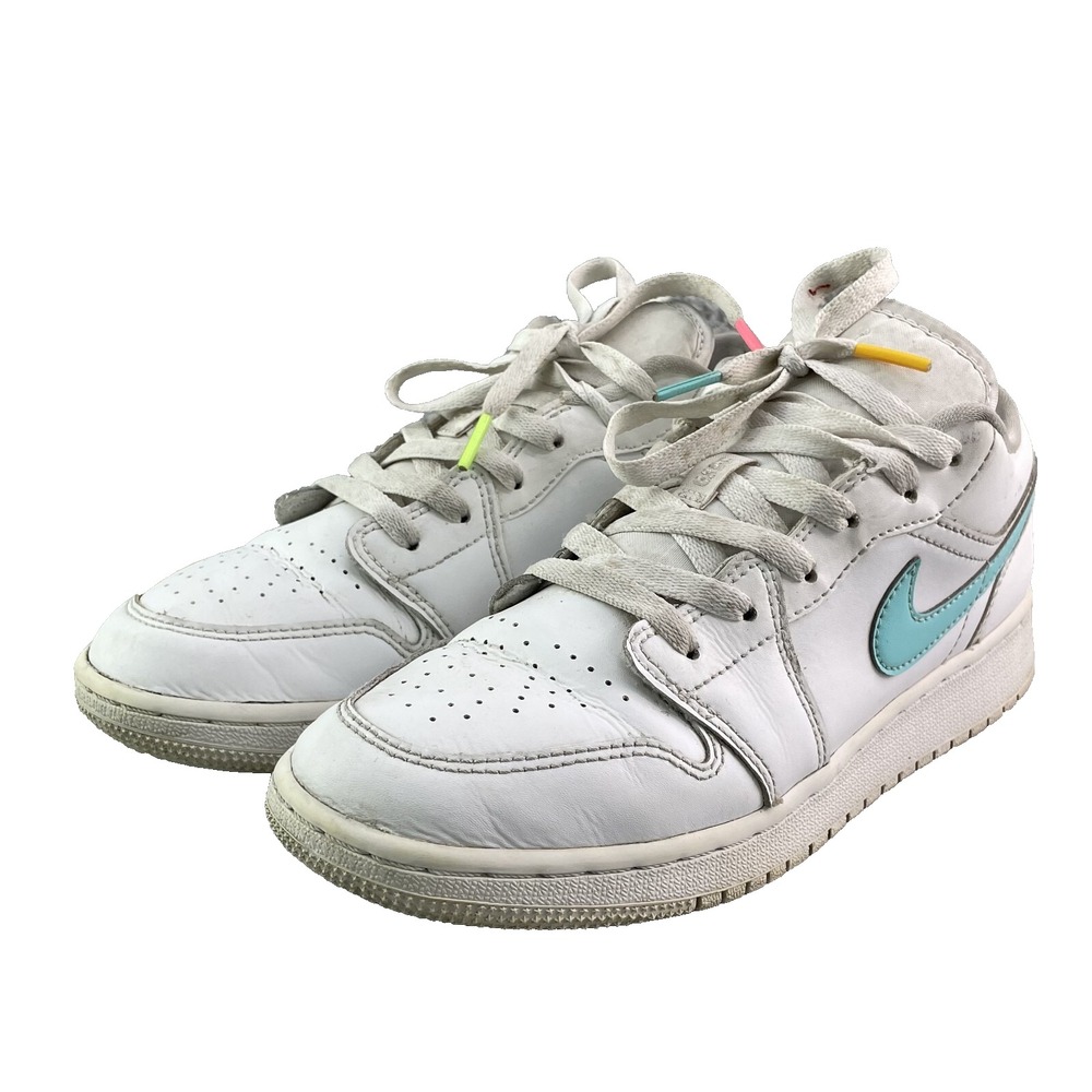 Nike Air Jordan 1 Retro Youth 5.5 Low White Neon GS Sportswear Casual Streetwear